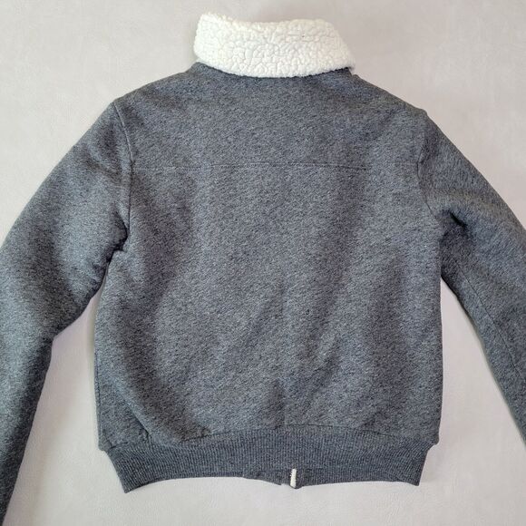 Abercrombie & Fitch Gray Moto Jacket Coat Womens Small Bomber Fleece - Picture 13 of 13